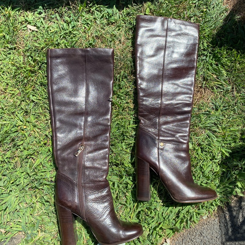 Tory Burch leather boots, mint condition.